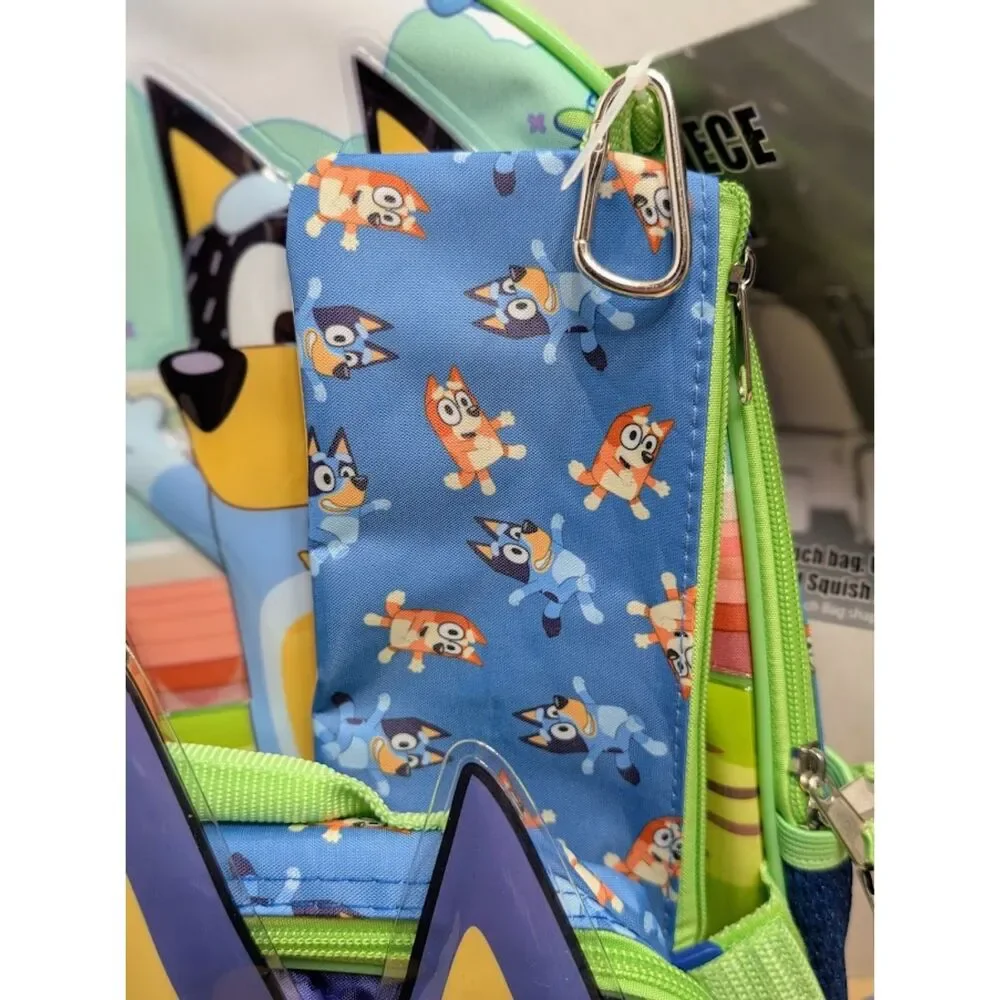 Bluey Backpack Five Piece Set with Insulated Lunch Box and Gadget Case NWT